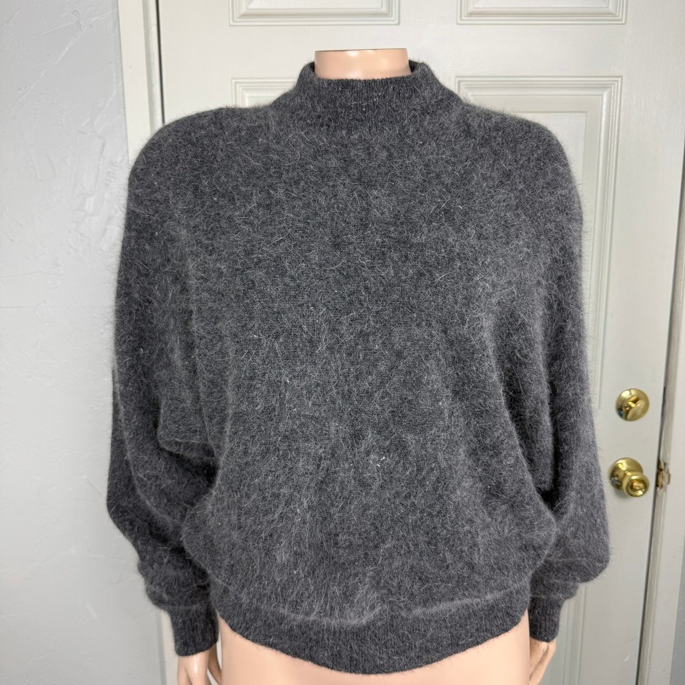 Vintage 80s 90s Ragaella Women's sweater M Angora Rabbit Wool Knit Mock H3-20